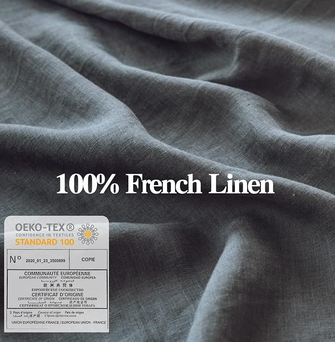Simple&Opulence 100% Washed Linen Euro Shams 26'' x 26'' Pack of 2, Basic Style Solid Color Natural Flax Farmhouse Decorative Square Throw Pillow Covers for Bed Couch Sofa - Dark Grey