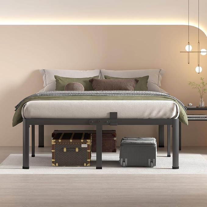 MAF 14 Inch California King Metal Platform Bed Frame with Round Corner Legs | Mattress Baffle, 3000 LBS Heavy Duty Steel Slat Support, Noise Free, No Box Spring Needed, Easy Assembly, 12.4" Storage Space