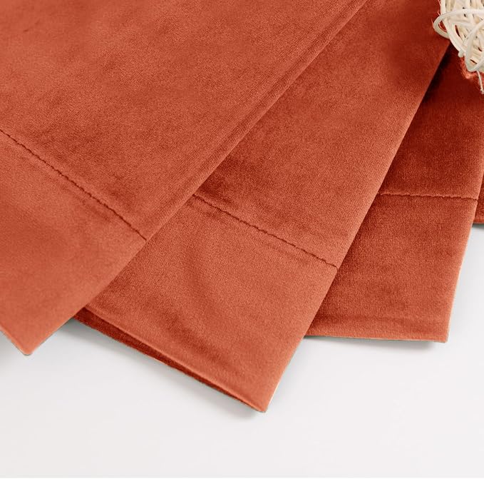BGment Terracotta Velvet Curtains 72 Inch Length for Bedroom, 2 Panels | Burnt Orange Rust Fall Decor, Luxury, Thermal Insulated, Elegant Super Soft Window Drapes, Back Tab Rod Pocket, 52 x 72 Inch