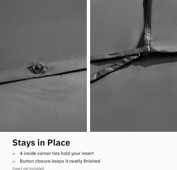 California Design Den Soft 100% Cotton Sateen Full/Queen Duvet Cover, Grey | Duvet Cover Only, Comforter Not Included, Backed by Good Housekeeping Seal, Button Closure & Corner Ties
