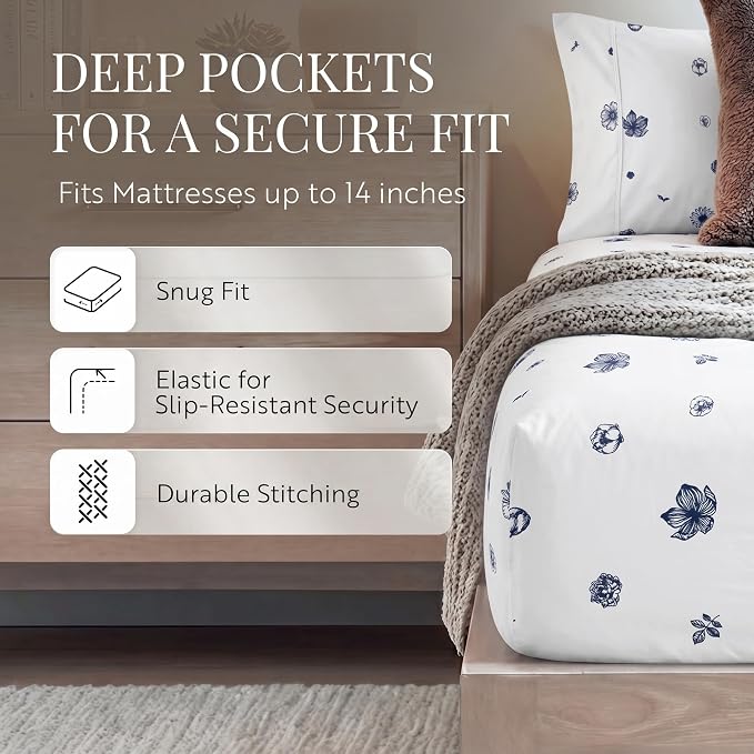 Linen Market 4 Piece California King Bedding Sheet Set (Navy Blue) - Sleep Better Than Ever with These Ultra-Soft Cooling Bed Sheets for Your California King Size Bed - Deep Pocket Fits 16" Mattress