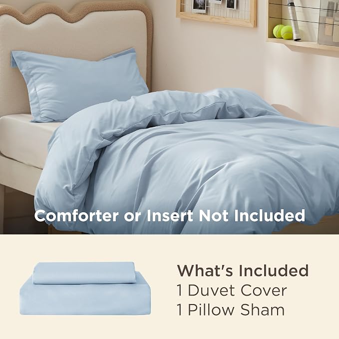 Bedsure Twin/Twin XL Duvet Cover, Double Brushed Bedding Set, Light Blue | For Kids & Adults, 68"x90" Comforter Cover, Hotel Luxury, All Season, Breathable, Easy Care, Lightweight, Zipper Closure