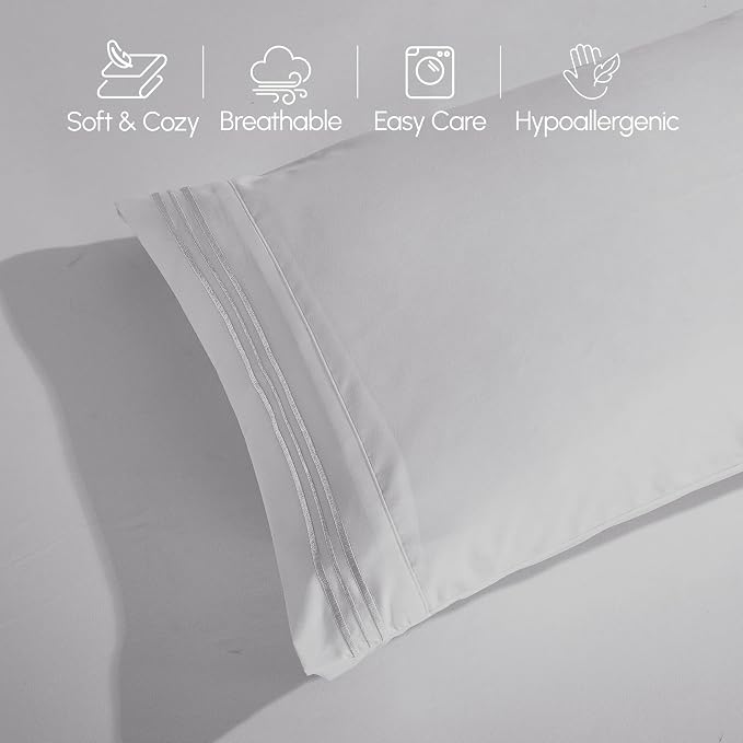 Elegant Comfort Luxurious 1500 Premium Hotel Quality Microfiber 4-Piece Sheet Set, 18-24 Inches Deep - Extra Deep Pocket Sheets - Ultra Soft 4PC Deep Pocket Sheets, Twin/Twin XL, Silver Gray