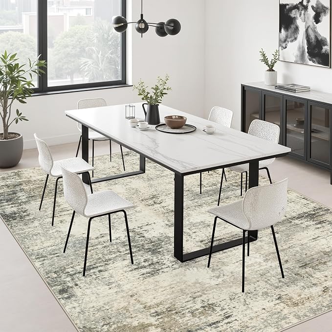 6x9 Area Rug Living Room: Modern Washable Soft Carpet Ash Brown | For Bedroom Dining Room Farmhouse Nursery Hallway Office,Modern Abstract,Machine washable,Non-Slip,Stain Resistant,Indoor