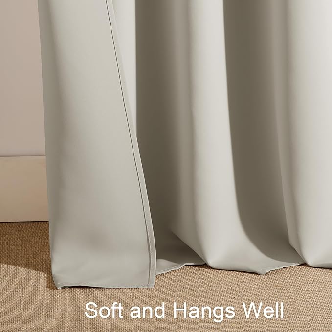 PONY DANCE Blackout Curtains for Living Room,Thick Durable Privacy Window Shades, Rod Pocket Thermal Insulated Backdrop for Teenagers Bedroom Dorm, W 42 x L 72 inches, Cream,2 Panels