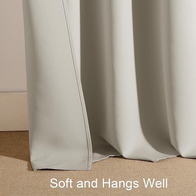 PONY DANCE Cream Window Curtain Panels 72 inch Length - Thermal Insulated Room Darkening Drapery Rod Pocket for Bedroom, Noise Reducing Drapes for Living Room, W 34 x L 72, 2 Panels Set