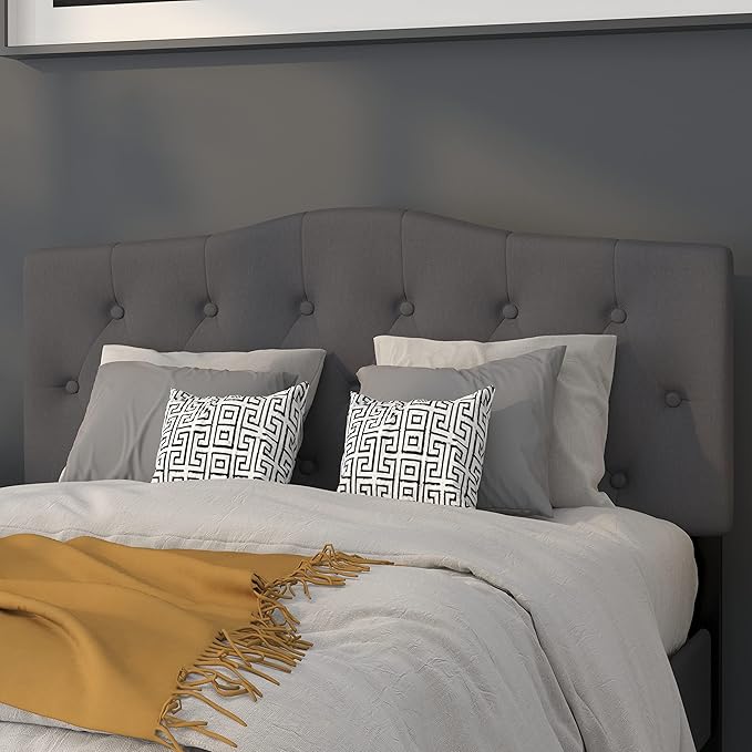 Flash Furniture Full Tufted Fabric Headboard, Dark Gray | Adjustable Height, Easy Install, Bedroom Decor