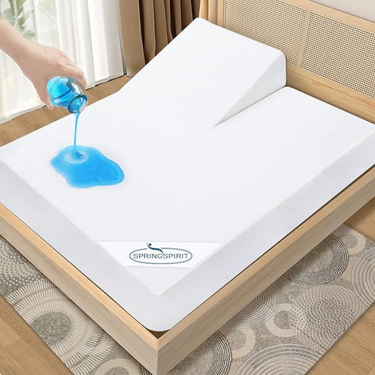 Split Top King Mattress Protector 34" Top Split from Head 78''×80'' | Waterproof Mattress cover up to 18'' Depth, Skin-Friendly Machine Washable Mattress Cover