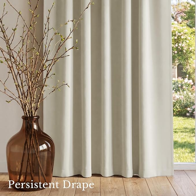 NICETOWN Window Treatment Thermal Insulated Rod Pocket Room Darkening Curtains/Drapes for Living Room (Bone White, 2 Panels, W42 x L84 inches)