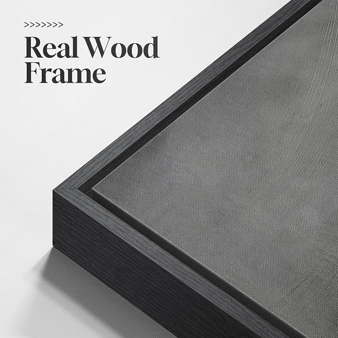 Framed Black and White Abstract Wall Art for Living Room Set of 2, 24x36 In | Seascape, Canvas prints, Black gray tones, Modern paintings, Minimalist pictures, Wood frame, Bedroom, Dining room wall decor