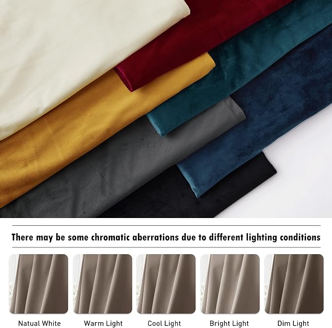 RYB HOME Velvet Room Darkening Curtains for Living Room 72 inches Long | Thermal Insulated, Privacy UV Heat Blocking, Noise Reducing, Drapes for Kids Room Sunroom, Taupe, W52 x L72, Taupe, 2 Pieces