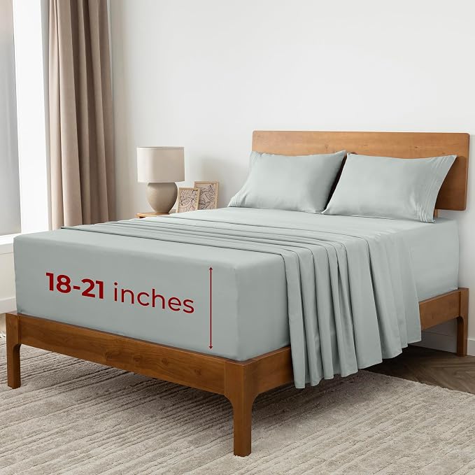 Mellanni Iconic 4-Piece, Ultra Soft Sheet Set (King, Spa Mint) | 10M+ Sleepers. Lab-tested: Sleeps Cool, Stays Bright, Strong, Smooth. Good Housekeeping Best Bedding, 7 yrs running.