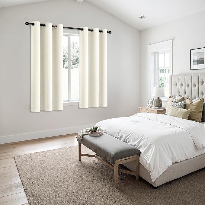 MIULEE Blackout Curtains for Bedroom 2 Panels 40 x 63 Inch Long Cream | Thermal Insulated, Living Room Darkening Grommet Drapes, Noise Reducing, Light Blocking Window Treatments