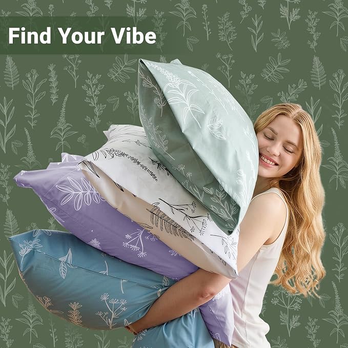 MUXHOMO Duvet Cover Full Size, Reversible Floral Dark Green Duvet Cover Set with Zipper Closure, 3 Pieces Botanical Patterns Soft Microfiber Bedding Set with 4 Ties (80"x90", 2 Pillow Cases)
