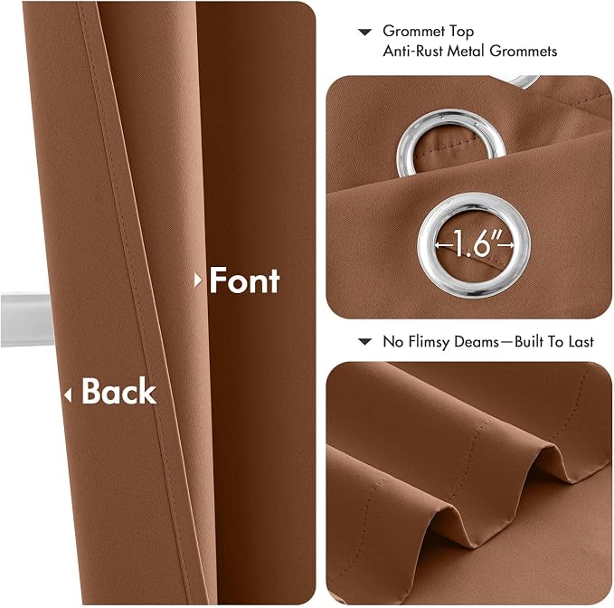 MIULEE Blackout Curtains for Bedroom 2 Panels 40 x 45 Inch Long Sun Baked | Thermal Insulated, Living Room Darkening Grommet Drapes, Noise Reducing, Light Blocking Window Treatments