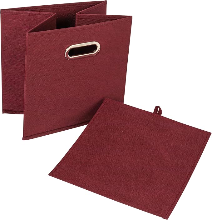 Household Essentials Fabric Storage Bins 6 Piece Set, Burgundy