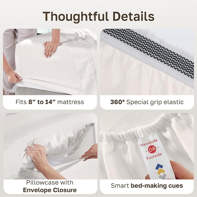 California Design Den 2 Pack Organic Cotton Twin XL Bed Sheets, True Ivory | GOTS Certified, Lightweight Crisp & Airy Percale For Hot Sleepers, All-around Elastic, Durable, Easy Care