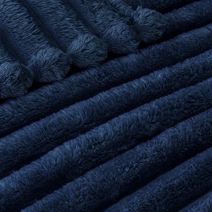 Exclusivo Mezcla Striped California King Size Fleece Blanket for Bed | Soft Breathable Cozy Bed Blankets, Lightweight Plush Fluffy Fuzzy Jacquard Decorative Blankets