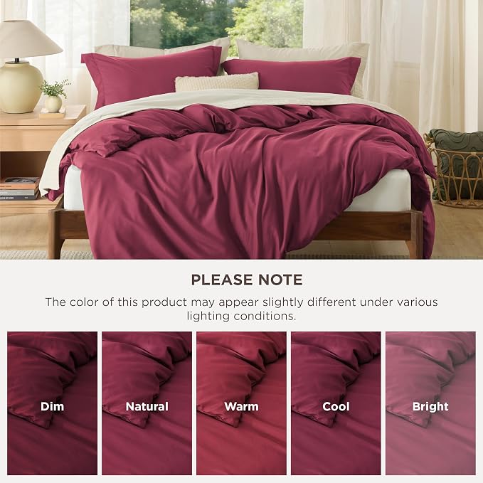 Bedsure Cal King Duvet Cover, Soft Double Brushed Bedding, Dark Red, 3Pcs | For Kids & Adults, 104"x98" Comforter Cover, Hotel Luxury, All Season, Breathable, Easy Care, Lightweight, California King