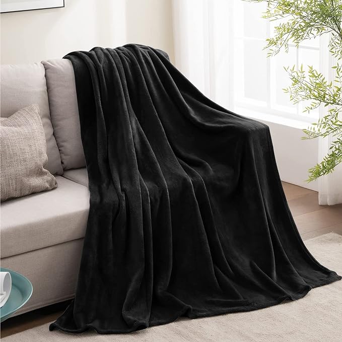 BEDELITE Fleece Blanket Soft Plush Twin Size Blanket Black 60"x80" | Ultra Soft Fleece, Plush Microfiber, Lightweight Warmth, All Season Comfort, Fade Resistant, Machine Washable, Couch Sofa Bed