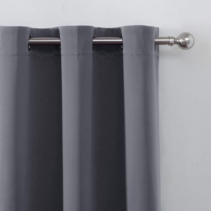 Blackout Curtains 66 x 95 inch/Grey Curtains Set of 2 Panels/Thermal Insulated Room Darkening Bedroom Curtains