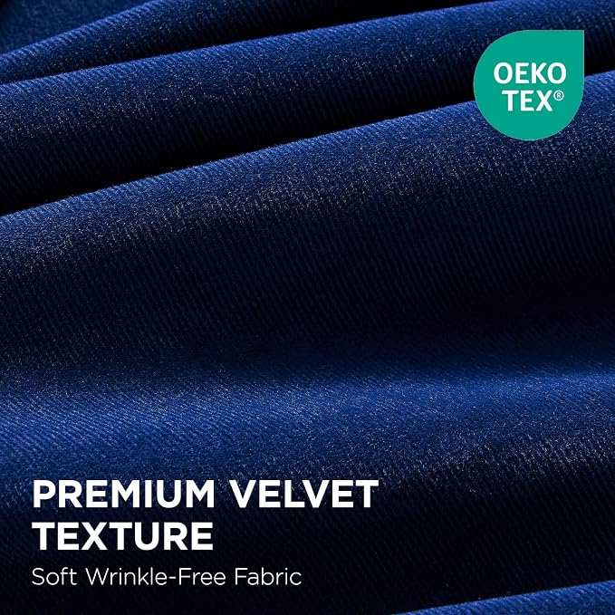 Joydeco 100% Blackout Curtains Velvet Black Out Curtain 72 Inch Drapes | for Bedroom Living Room, Heat and Light Blocking, Thermal Insulated Luxury Heavy Duty Curtain 2 Panels Grommet Top