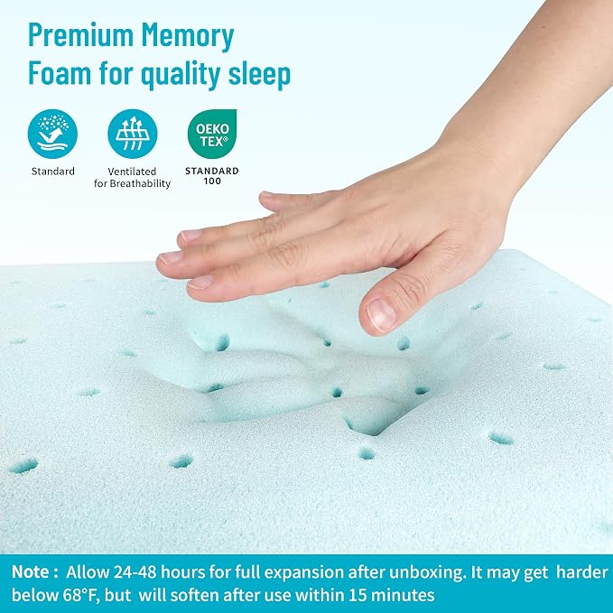 CushyOasis Memory Foam Pillows for Sleeping, Firm Bed Pillow, Queen Size | Ergonomic Supportive Memory Foam for Head, Neck & Shoulders, Breathable Washable Cover, for Side, Back & Stomach Sleepers