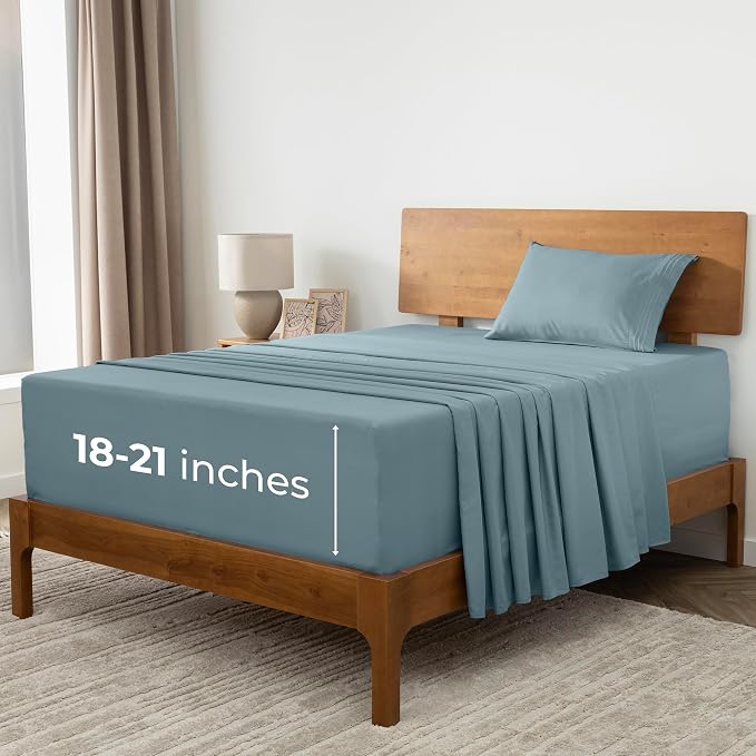 Mellanni Iconic 3-Piece, Ultra Soft Sheet Set (Twin XL, Spa Blue) | 10M+ Sleepers. Lab-tested: Sleeps Cool, Stays Bright, Strong, Smooth. Good Housekeeping Best Bedding, 7 yrs running.