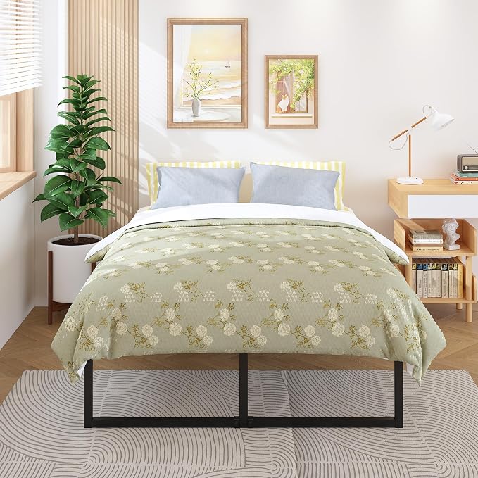 Lutown-Teen 18 Inch King Bed Frame with Heavy Duty Steel Slat Support | Sturdy Mattress Foundation, Metal Platform Beds No Box Spring Needed, Noise Free, Easy Assembly, Black