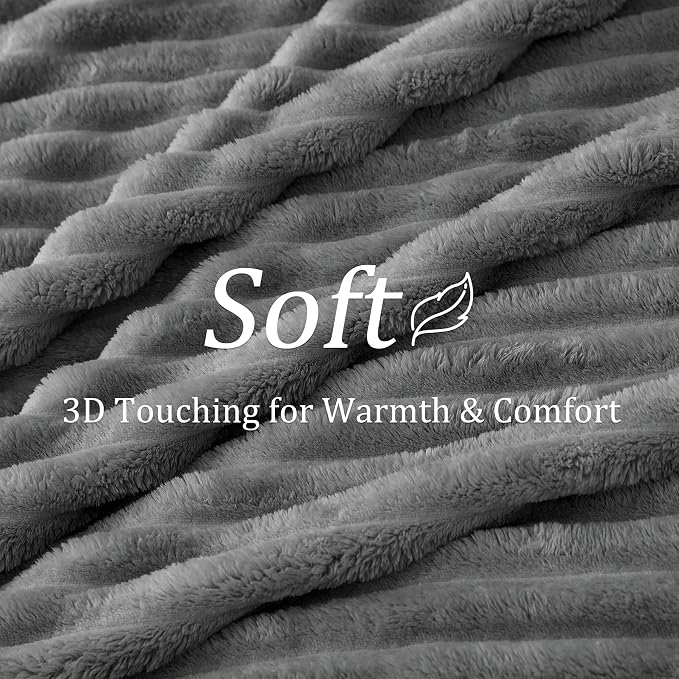 BEDELITE Ribbed Full Size Blanket for Bed, Cream, 84"x90" | Ultra-Soft Plush Fleece, Warm Yet Lightweight, Ribbed Texture, Home Decor, Machine Washable, Giftable, All-Season Use