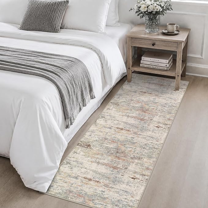 2x6 Washable Runner Rug：Modern Abstract Kitchen Soft Carpet Taupe | For Hallway, Bedroom, Kitchen, Laundry, Bathroom,Door Mat,Modern Abstract,Machine washable,Non-Slip,Stain Resistant,Indoor