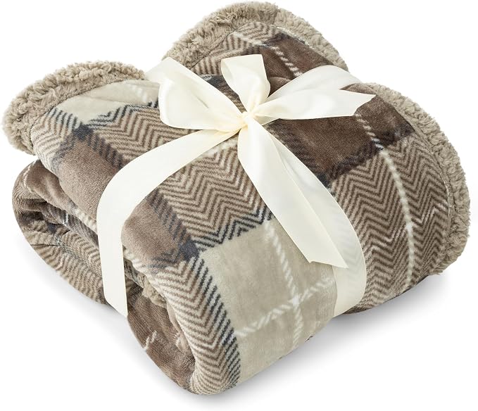 PAVILIA Plaid Sherpa Throw Blanket for Couch Sofa Bed, Dark Grey, 50x60 | GSM 460; Soft Plush Flannel Fleece; Warm&Cozy for Home; Machine Washable, Perfect Cabin Decor Winter Holiday Christmas Gift