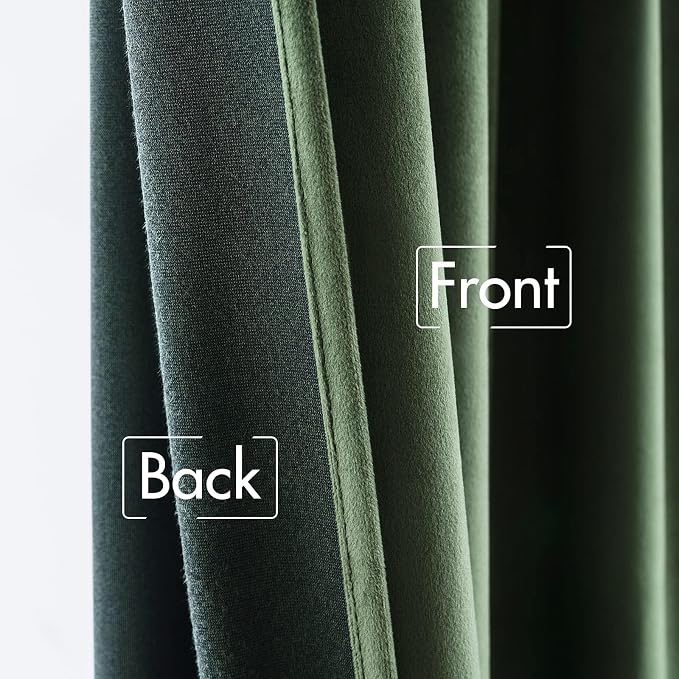 MIULEE Velvet Curtains 84 inches 2 Panels - Luxury Blackout Curtains for Bedroom Living Room Thermal Insulated Super Soft Window Drapes Rod Pocket & Back Tab, Olive Green, W52 x L84 inches (Pack of 2)