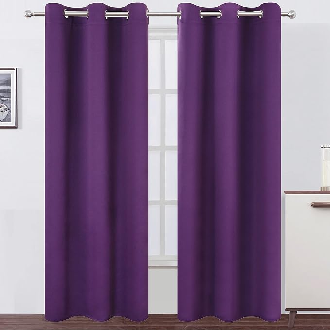 Blackout Curtains 42 x 84 Inch/Purple Curtains Set of 2 Panels/Room Darkening Curtains for Living Room and Bathroom