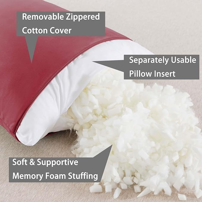 WhatsBedding Memory Foam Body Pillow with Cover, Long Bed Pillow for Adults | Breathable Zippered Cotton Cover,Long Pillow for Sleeping, Firm Pillow Fluffy Supportive for Side Sleepers