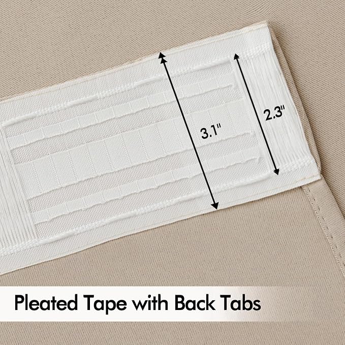 MIULEE Taupe Back Tab Blackout Curtains 52x120 Inch Long 2 Panels Set | Rod Pocket Pinch Pleated, Thermal Insulated, Bedroom Living Room Darkening Privacy Drapes, Extra Long Light Blocking Curtains