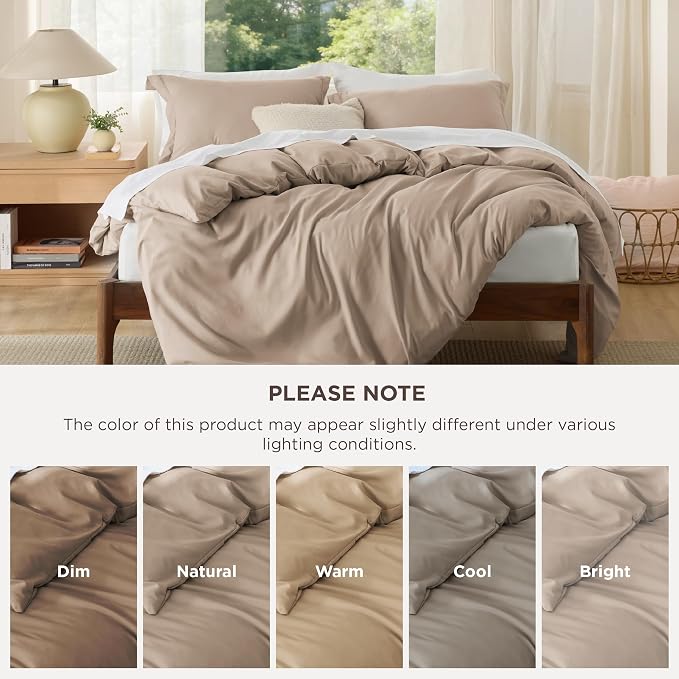Bedsure Cal King Duvet Cover, Double Brushed Bedding, Light Brown, 3Pcs | For Kids & Adults, 104"x98" Comforter Cover, Hotel Luxury, All Season, Breathable, Easy Care, Lightweight, California King