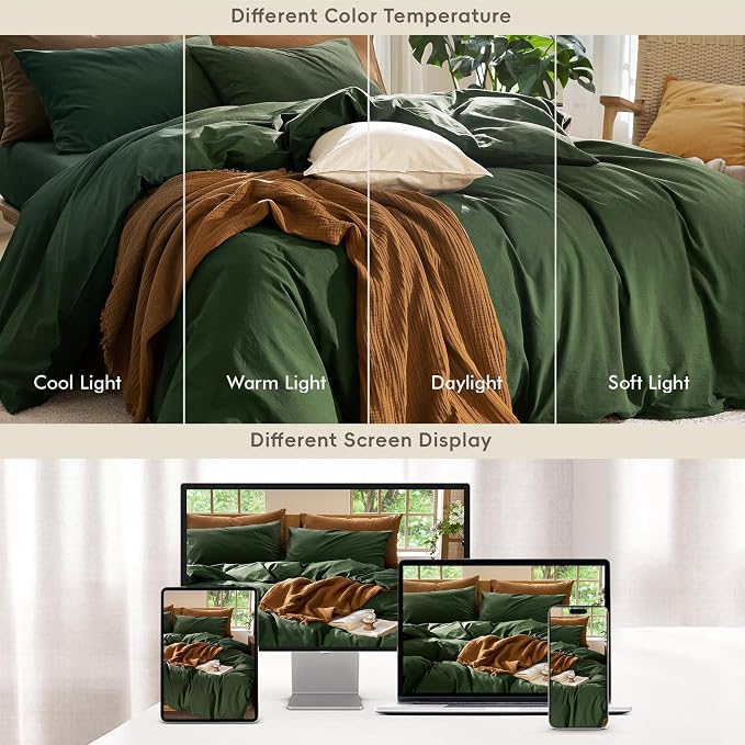 MooMee Duvet Cover Set 100% Washed Cotton Linen Like Super Queen | Relaxed Linen-like Texture. Soft, Breathable & Long-lasting Comfort. Lightweight. Hidden Zipper with 8 Interior Corner Ties
