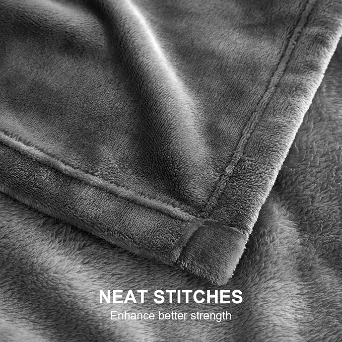Hansleep Queen Grey Fleece Blanket, Soft Flannel Bed Blanket | Fuzzy Cozy Blanket 90x90 Inches, Multi-use for Bed, Sofa, Couch, Travel, Camping, All Season Warm Lightweight Cover