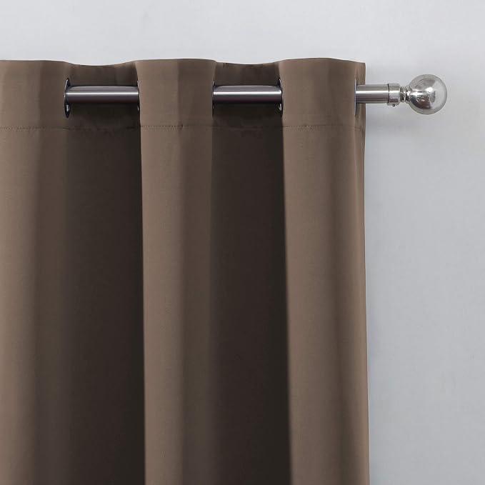 Chocolate Brown Thermal Blackout Curtains/38 x 84 Inch/Set of 2 Panels Room Darkening Curtains for Bedroom