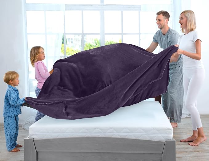 Utopia Bedding Ultra Soft Fleece Bed Blanket Full Size Purple (90x84 Inch) | Microfiber Plush Warm Lightweight Breathable Cozy Blanket Anti-Static, All Season Use, Gift for Women and Men