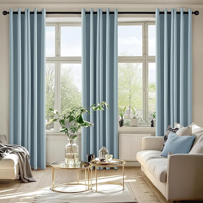 MIULEE Blackout Curtains for Bedroom 2 Panels 40 x 84 Inch Long Slate Blue | Thermal Insulated, Living Room Darkening Grommet Drapes, Noise Reducing, Light Blocking Window Treatments