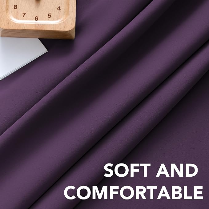 H.VERSAILTEX Blackout Curtains Thermal Insulated Window Treatment Panels Room Darkening Blackout Drapes for Living Room Back Tab/Rod Pocket Bedroom Draperies, 52 x 84 Inch, Plum Purple, 2 Panels