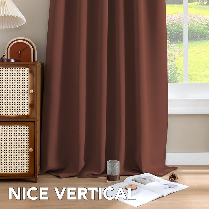 H.VERSAILTEX Blackout Curtains Thermal Insulated Window Treatment Panels Room Darkening Blackout Drapes for Living Room Back Tab/Rod Pocket Bedroom Draperies (2 Panels, Rust, 52 x 96 Inch)