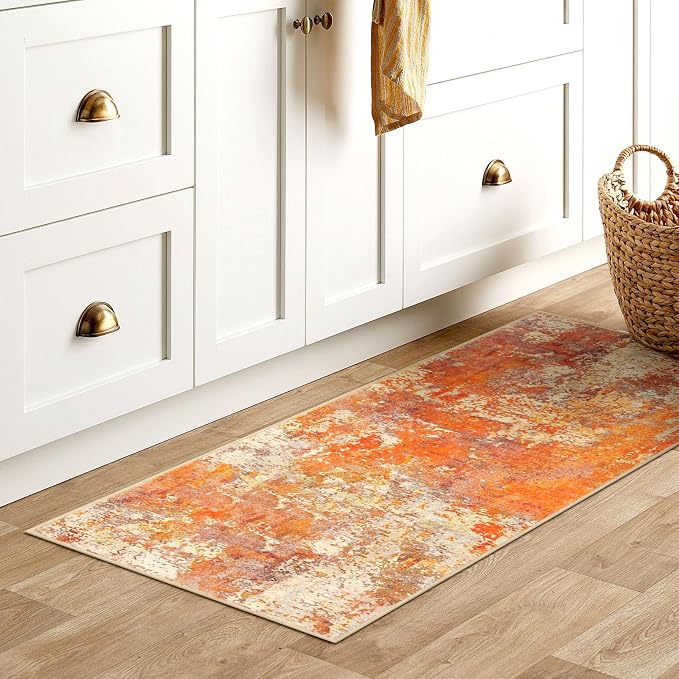 Lahome 2x4 Washable Runner Rug for Hallway, Non Slip Runner Rug, Easy Clean Soft Stain Resistant Carpet for Kitchen, Entry Way, Bathroom, Door-Friendly Mat with Low Pile, 2 x 4 Yellow