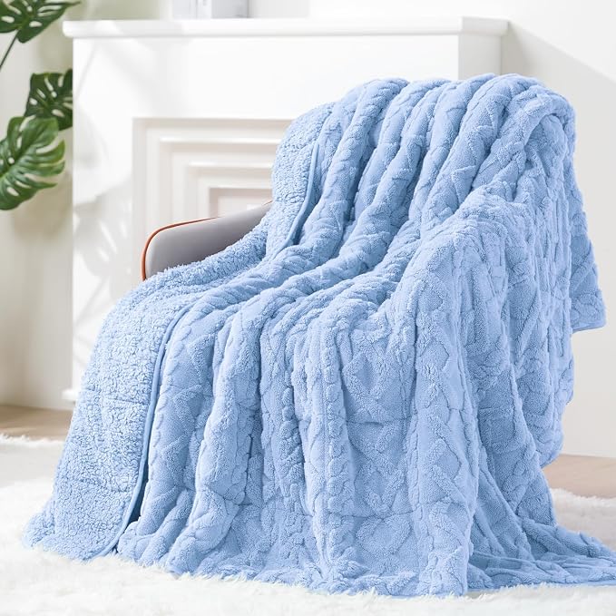 Ultra Soft Sherpa Weighted Blanket for Adults, 48"x72" 15lbs Heavy Blankets | Cozy Comfort for Relaxing Nights, Double-Sided Fluffy Sherpa & Fleece, Double Inner Layers-No Bead Bunching, Even Weight
