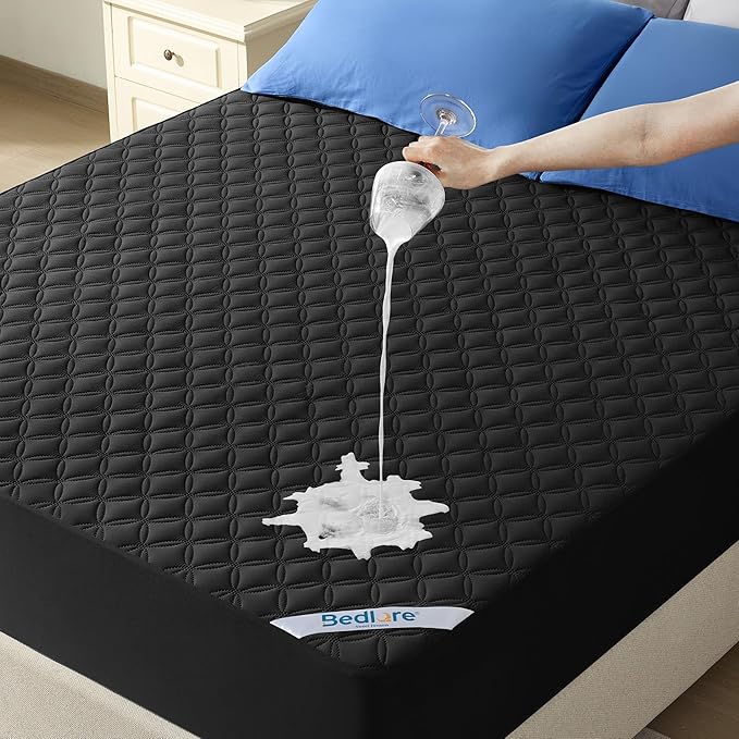 BEDLORE Waterproof King Size Mattress Protector, Deep Pocket Fit, Washable | Soft Noiseless Breathable Bed Mattress Cover Pad, Fits 6-18 Inch Deep Mattresses, Ideal for Home, Bedroom, Hotel, Black