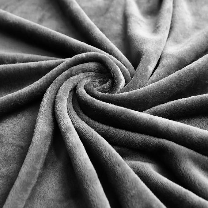 TASTHROW Large Flannel Fleece Throw Blanket, 90×108 Inch - Grey | Cozy Lightweight Thick Blanket - All Seasons Suitable for Women, Men and Kids