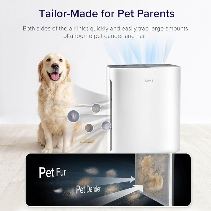 Levoit Air Purifier for Home Bedroom Small Room, Quiet Operation | Washable Pre-Filter for Dander, Smoke, Dust, Pollen, AHAM VERIFIDE, Odor Eliminators, Pet Hair Remover, Vital 100, White