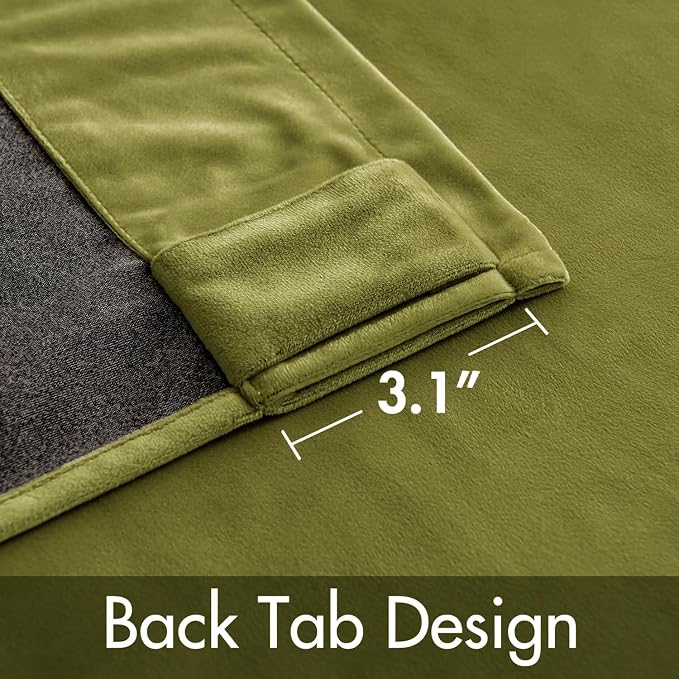 MIULEE Velvet Curtains 52x84 inches 2 Panels Moss Green Blackout Curtains | Luxury, Bedroom Living Room, Thermal Insulated, Super Soft Window Drapes, Rod Pocket & Back Tab